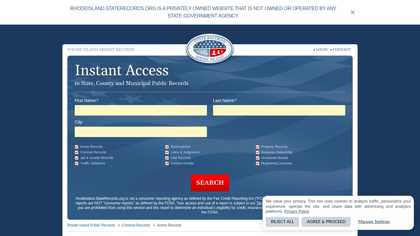 Rhode Island Arrest Records | StateRecords.org